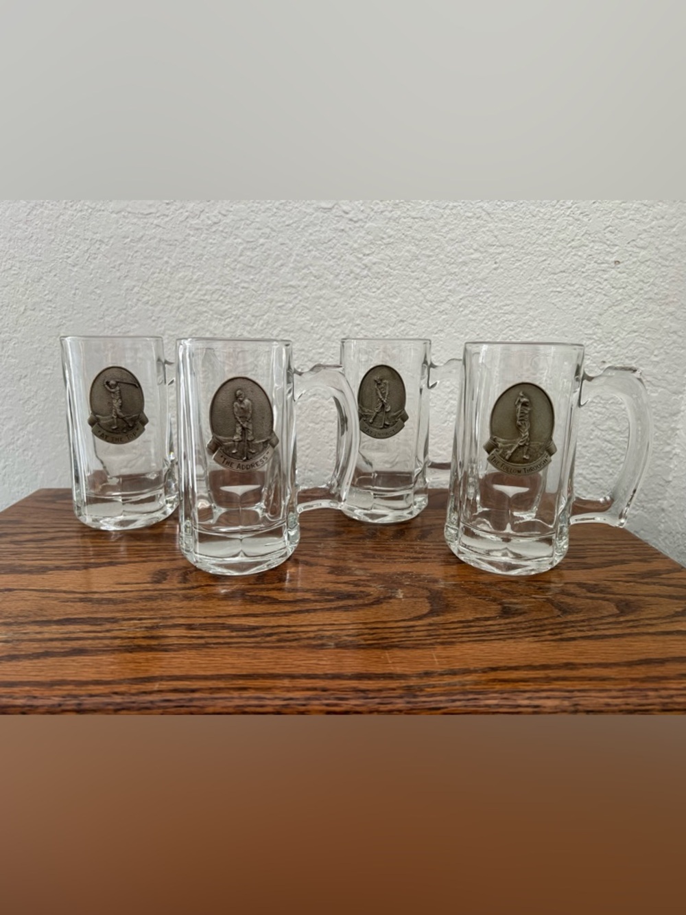 Vintage Set of 4 Fort Pewter Golfers in Motion Beer Coffee Mugs Golf Gift